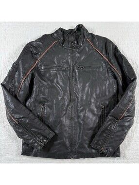 Vintage Y2K Wilsons Leather Moto Cafe Racer Biker Jacket Black Small S
